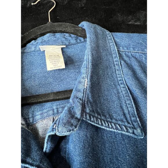 Fashion Bug size 30W Christmas button-up shirt denim teddy bears snow flakes - Picture 3 of 8